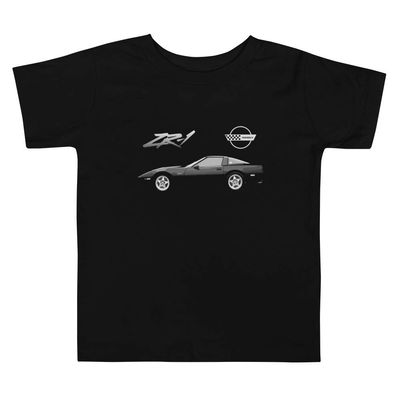 1990 Chevy 'Vette C4 ZR-1 Toddler Short Sleeve Tee Black, Fan Gift, Vintage, Retro, Classic, Racing