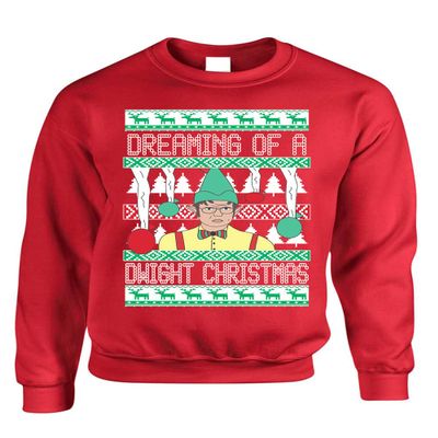 ALLNTRENDS Adult Sweatshirt Dreaming of A Dwight Christmas Funny Ugly Xmas (3XL, Red)
