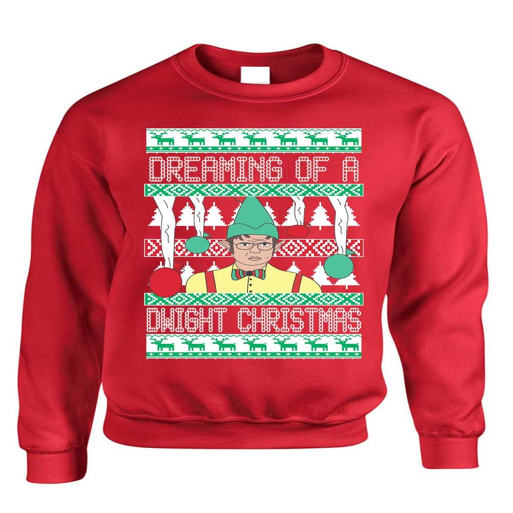 ALLNTRENDS Adult Sweatshirt Dreaming of A Dwight Christmas Funny Ugly Xmas (3XL, Red)