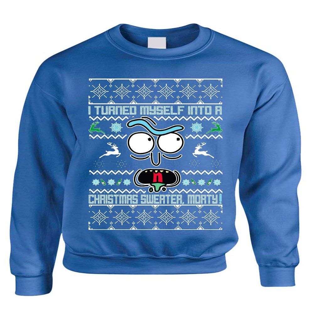 ALLNTRENDS Adult Sweatshirt I Turned Myself Into A Christmas Sweater Funny Xmas (M, Royal Blue)