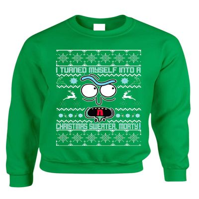 ALLNTRENDS Adult Sweatshirt I Turned Myself Into A Christmas Sweater Funny Xmas (M, Irish Green)