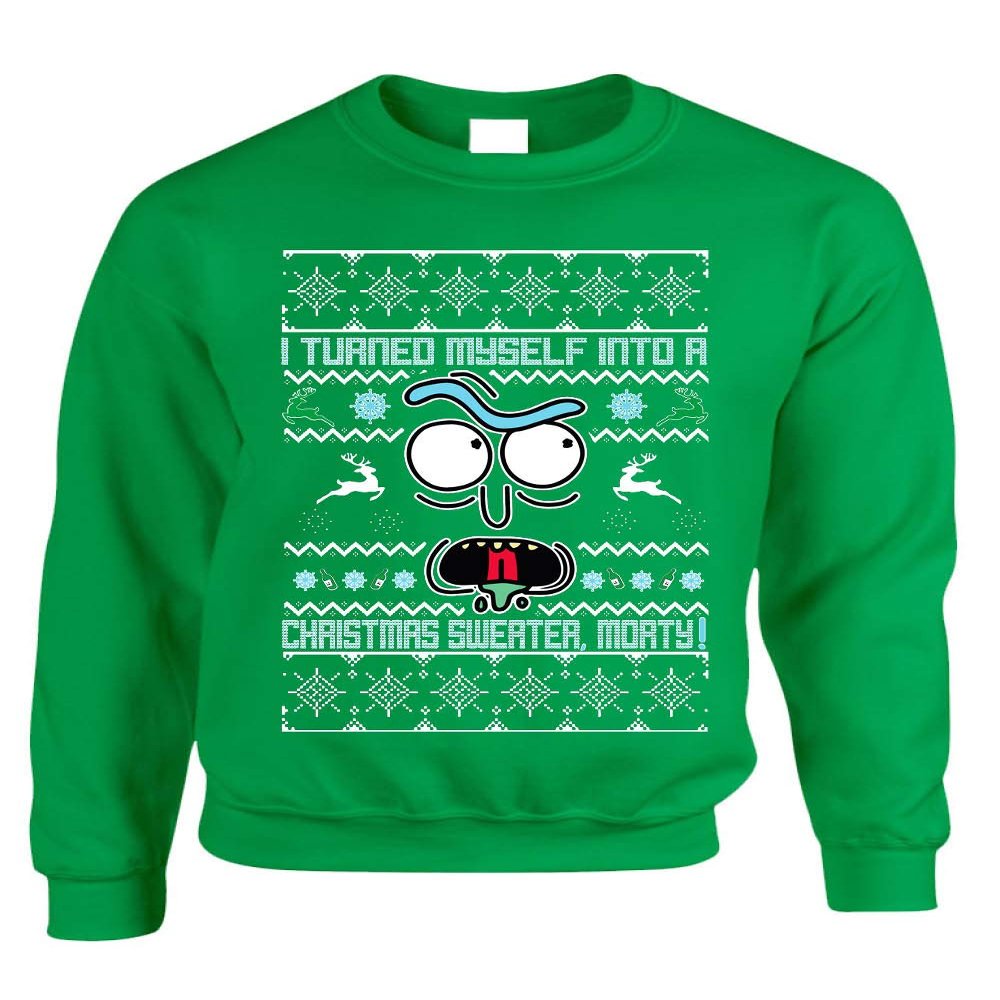 ALLNTRENDS Adult Sweatshirt I Turned Myself Into A Christmas Sweater Funny Xmas (M, Irish Green)