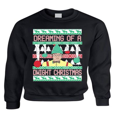 ALLNTRENDS Adult Sweatshirt Dreaming of A Dwight Christmas Funny Ugly Xmas (S, Black)