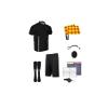 Soccer Referee 9 Piece Short Sleeve Package Referee Jersey Black Shorts Socks patch Whistle lanyard Referee wallet cards Flag set (Black, Adult X Large) view 1