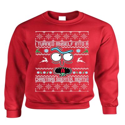 ALLNTRENDS Adult Sweatshirt I Turned Myself Into A Christmas Sweater Funny Xmas (2XL, Red)