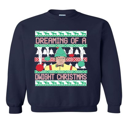 ALLNTRENDS Adult Sweatshirt Dreaming of A Dwight Christmas Funny Ugly Xmas (2XL, Navy Blue)