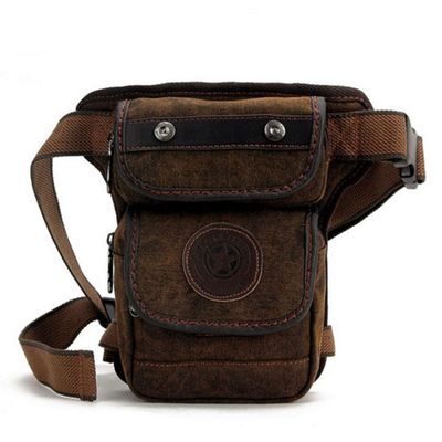 Canvas Waist Pack Drop Leg Bag for Men Tactical Hiking Travel Outdoor Climbing Motorcycle Bike Rider Cycling Fanny Pouch