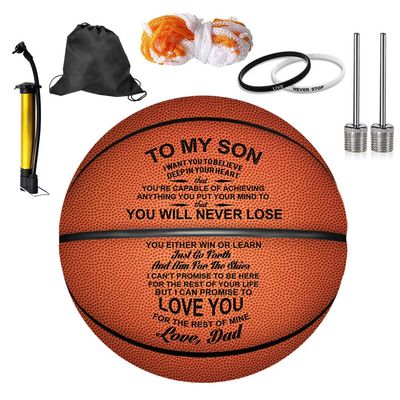 KWOOD Customized 29.5" Basketballs Gifts for Son, Personalized Indoor/Outdoor Game Leather Basketball, Engraved Graduation Christmas Birthday Gift for Son from Dad