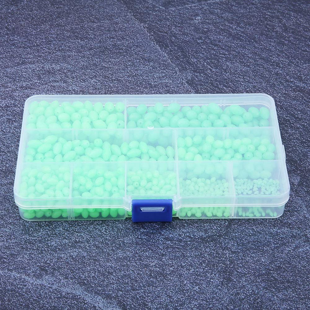 VBESTLIFE 900 PCs Fishing Beads Assorted, Soft Plastic Multi Model Luminous Fishing Beads Oval Round Shaped Eggs for Stream Pool Lake River