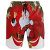 visesunny Christmas Santa Claus Red Men's Beach Short Swim Trunks Sports Running Bathing Suits with Mesh Lining view 1
