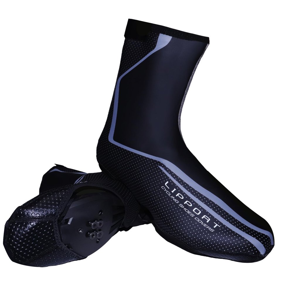 Lipport Waterproof Cycling Shoe Covers Winter Road Bike Overshoes Thermal Warm Shoes Cover for Men Women, MTB Bicycle BootiesBlackXL