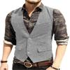 Men's Classic Suit Vest Slim Fit Herringbone Wool Tweed Casual Formal Waistcoat for Wedding Groomsmen (S,Silver) view 1