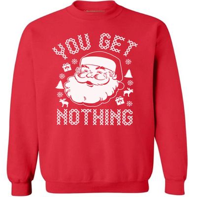 Awkward Styles Red Ugly Christmas Sweater - Xmas Theme Holiday Season Sweatshirt For Women Men (XX-Large, You GET Nothing Sweater)