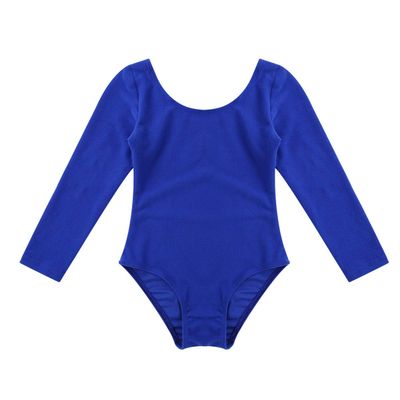 Aislor Kids Girls Cotton Stretchy Longsleeve Ballet Dance Leotard Gymnastics Fitness Workout Activewear Dark&Blue 6 Years