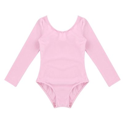 Aislor Kids Girls Cotton Stretchy Longsleeve Ballet Dance Leotard Gymnastics Fitness Workout Activewear Pink 10 Years