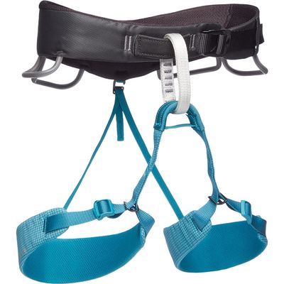 BLACK DIAMOND Womens Momentum Rock Climbing Harness | Dual Core Construction | Adjustable Waist & Leg Loops | Lightweight Comfort | Aqua Verde | X-Small