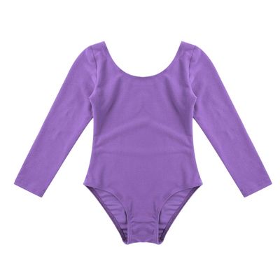 Aislor Kids Girls Cotton Stretchy Longsleeve Ballet Dance Leotard Gymnastics Fitness Workout Activewear Lavender 10 Years