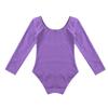 Aislor Kids Girls Cotton Stretchy Longsleeve Ballet Dance Leotard Gymnastics Fitness Workout Activewear Lavender 10 Years view 2