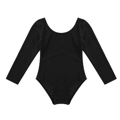 Aislor Kids Girls Cotton Stretchy Longsleeve Ballet Dance Leotard Gymnastics Fitness Workout Activewear Black 4T