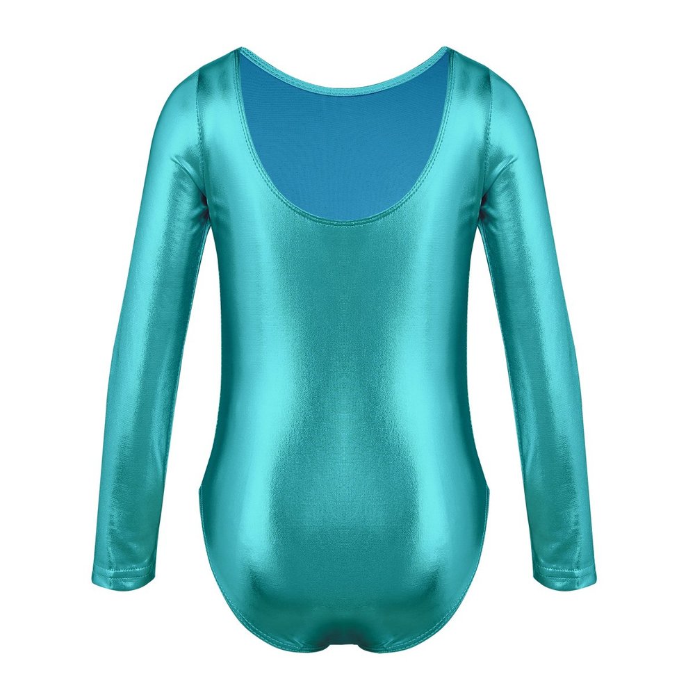 Aislor Kids Girls Glitter Gymnastics Leotard Ballerina Ballet Dance Stage Performance Dancewear Lake&Blue 3-4T
