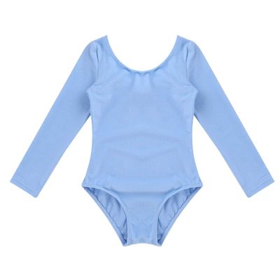 Aislor Kids Girls Cotton Stretchy Longsleeve Ballet Dance Leotard Gymnastics Fitness Workout Activewear Blue 10 Years