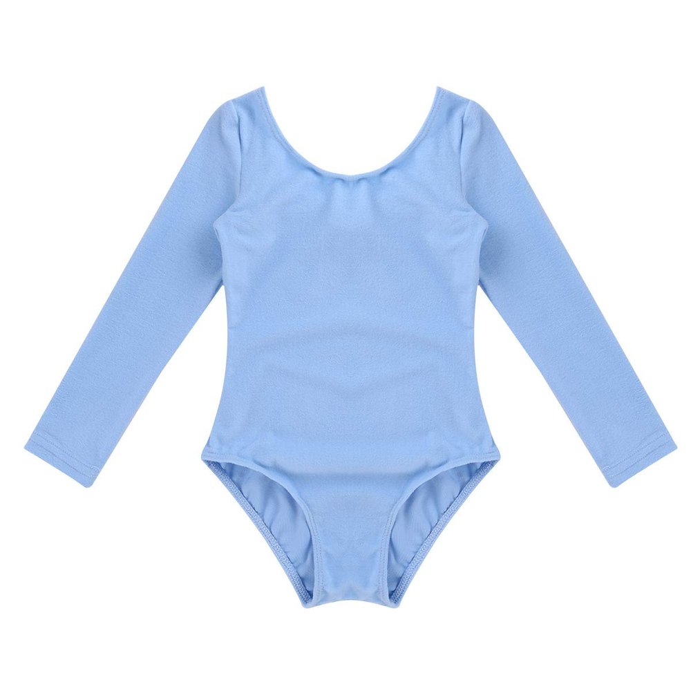 Aislor Kids Girls Cotton Stretchy Longsleeve Ballet Dance Leotard Gymnastics Fitness Workout Activewear Blue 10 Years