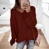 Elegant Womens Oversized Pullover Sweaters Plus Size Cable Knit V Neck Lace Up Long Sleeve Fall Blouse Tops (XXXL,Wine Red) view 2