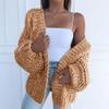 EISHOW Women Oversized Chunky Knit Cardigan Sweaters Open Front Long Sleeve Casual Loose Warm Outwear Coat S-XXXL (Brown,S) view 2