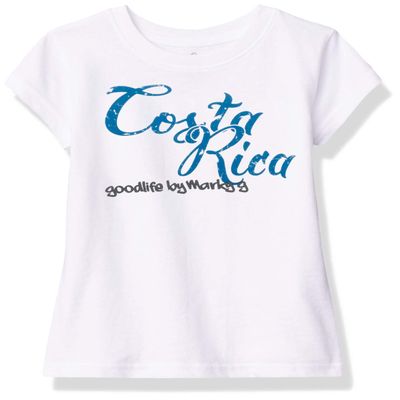 Marky G Apparel Girls' Printed Costa Rica Graphic Cotton Jersey Short Sleeve Tee, White, 5/6