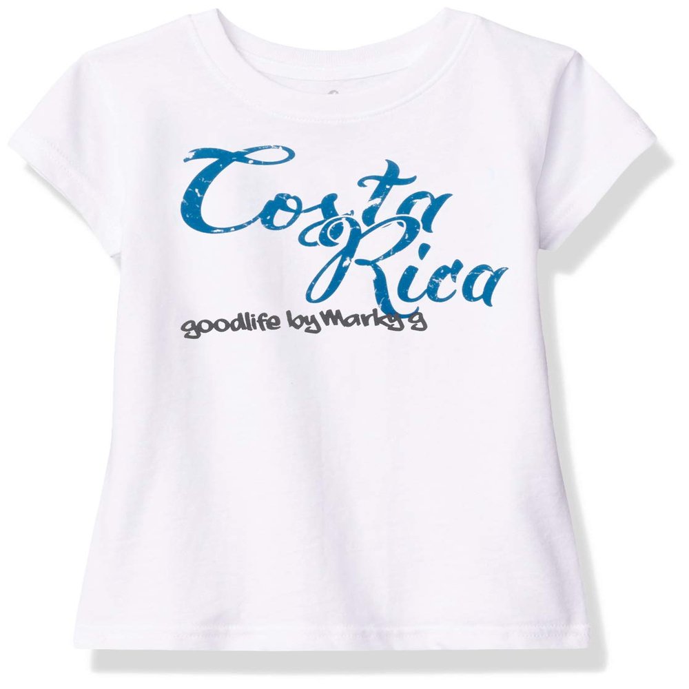 Marky G Apparel Girls' Printed Costa Rica Graphic Cotton Jersey Short Sleeve Tee, White, 5/6