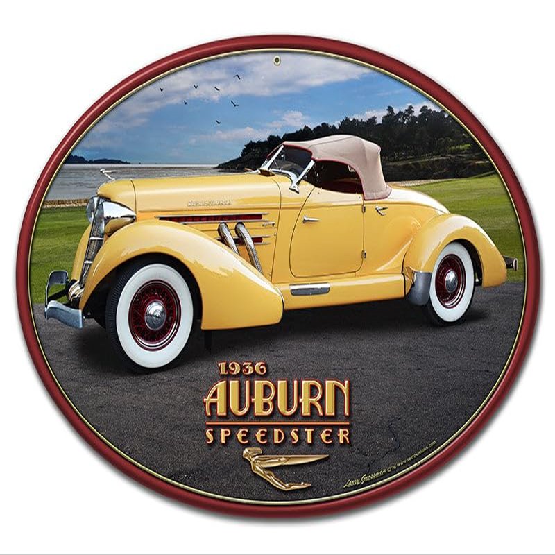 1936 Auburn Speedster Vintage Sign 18X12
