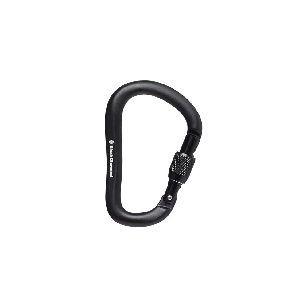 BLACK DIAMOND RockLock Screwgate Carabiner | Hot-Forged, Lightweight | Keylock Nose | Secure Locking Biner for Belaying & Rappelling | Black