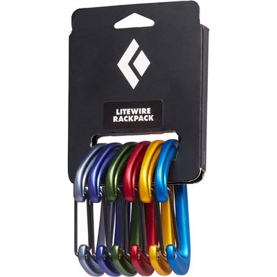 Black Diamond LiteWire Rackpack | Color-Coded Wiregate Carabiners | Lightweight Aluminum | Trad Climbing Rack Set