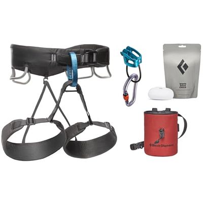 BLACK DIAMOND Mens Momentum Harness Package | Harness, Belay Device, Locking Carabiner & Chalk Bag | Anthracite | Extra Small