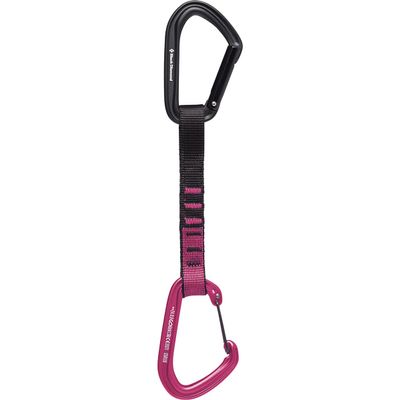 Black Diamond HotForge Hybrid Quickdraw | Keylock Straight & Bent Gate Carabiners | Durable Nylon Dogbone | Sport & Trad Rock Climbing Draw | Ultra Pink | 16 cm