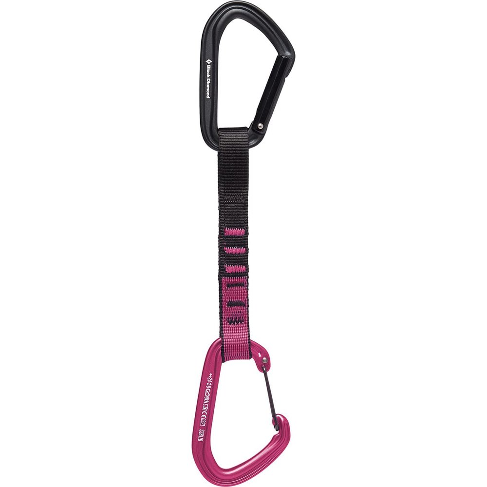 Black Diamond HotForge Hybrid Quickdraw | Keylock Straight & Bent Gate Carabiners | Durable Nylon Dogbone | Sport & Trad Rock Climbing Draw | Ultra Pink | 16 cm