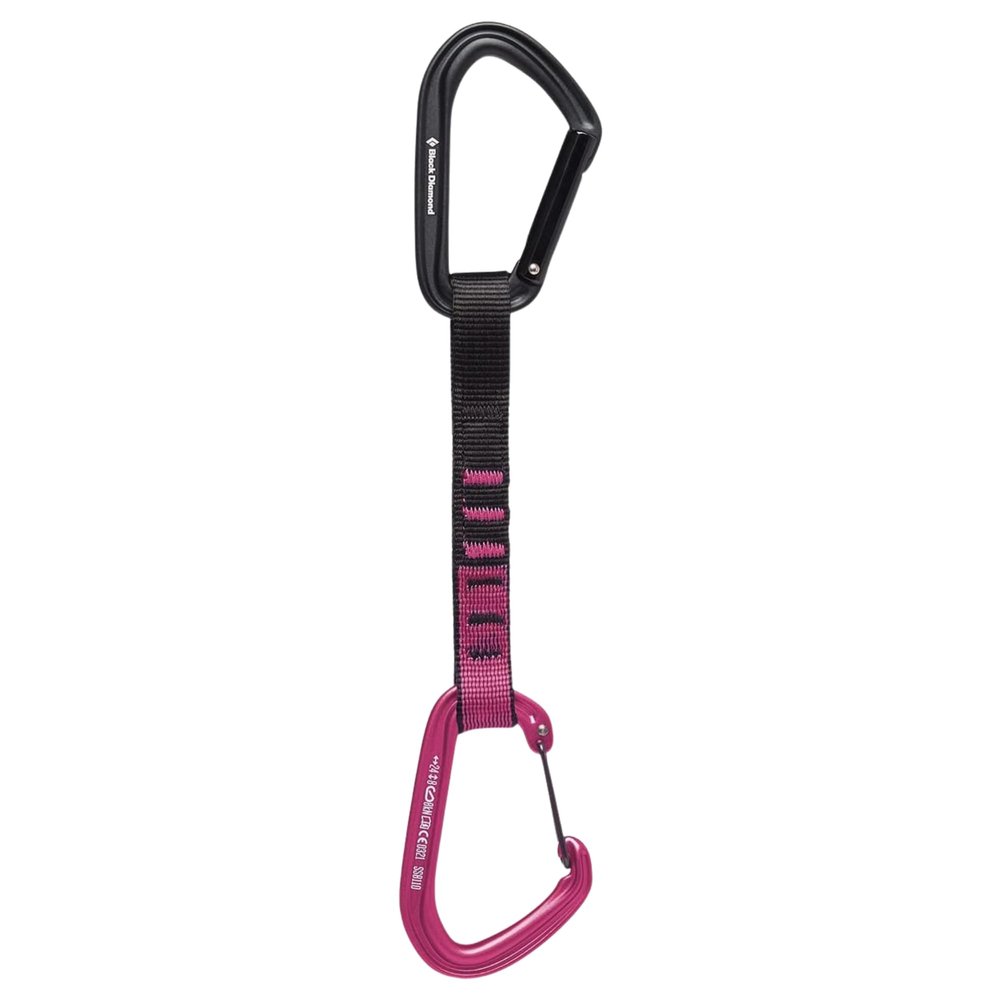 BLACK DIAMOND HotForge Hybrid Quickdraw | Keylock Top & Wiregate Bottom | Durable Nylon Dogbone | Sport & Trad Rock Climbing Draw | Ultra Pink | 12 cm