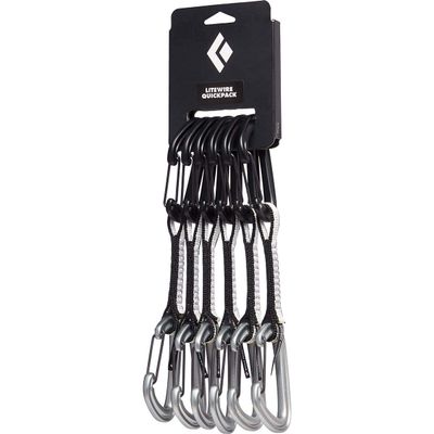 Black Diamond LiteWire Quickpack 12cm | 6-Pack Wiregate Quickdraws | Durable Dogbones | Lightweight Sport & Trad Draws