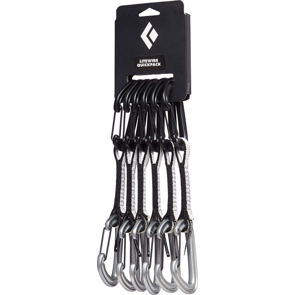 Black Diamond LiteWire Quickpack 12cm | 6-Pack Wiregate Quickdraws | Durable Dogbones | Lightweight Sport & Trad Draws