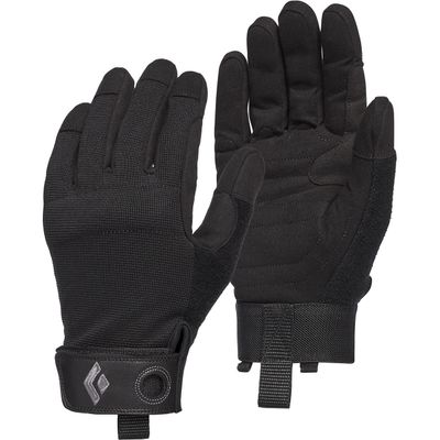 BLACK DIAMOND Men's Crag Gloves | Breathable Stretch Mesh | Synthetic Leather Palm | Durable Protection for Belaying & Via Ferrata | Black | Extra Large