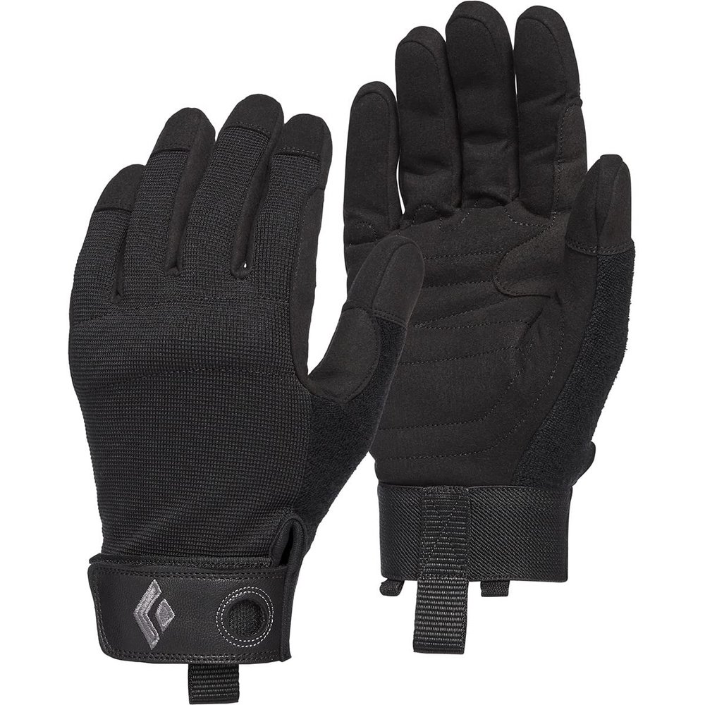 BLACK DIAMOND Men's Crag Gloves | Breathable Stretch Mesh | Synthetic Leather Palm | Durable Protection for Belaying & Via Ferrata | Black | Extra Large