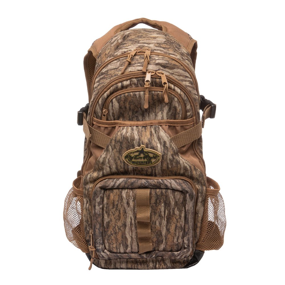 Rig'Em Right Waterfowl Stump Jumper Duck Hunting Blind Backpack with Multi-Layered Padded Shoulder Straps and Back Support, Ammo pockets, Sunglasses Case and More (Mossy Oak Bottom Lands Camo)