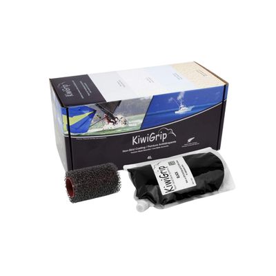 KiwiGrip Non-Skid Coating for Boats, Decks, Ramps or Steps - Black, 4 Liters - Water-Based Acrylic for Wood, Fiberglass, Concrete, Metal - KG-4BK-PR