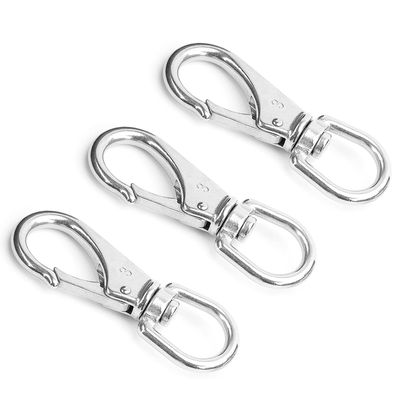 MroMax Eye Hook, 304 Stainless Steel 3# Carabiner Lock Boat Clip Hook 4.65" Length, 5pcs