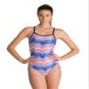 ARENA Women's Multicolor Stripes Challenge Back MaxLife One Piece Athletic Training Swimsuit, Navy/Red, 22