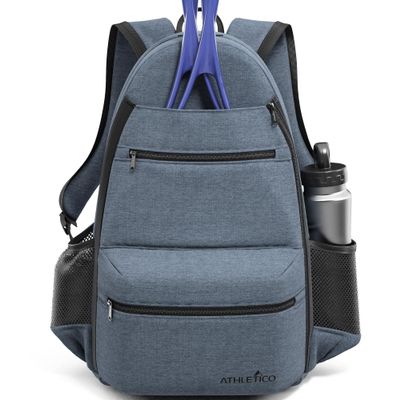 Athletico City Tennis Bag - Tennis Backpack for Men & Women Holds 2 Rackets & Shoes - Bags With Racquet Holder For Tennis, Pickleball, Squash & Badminton - Women's (Gray)