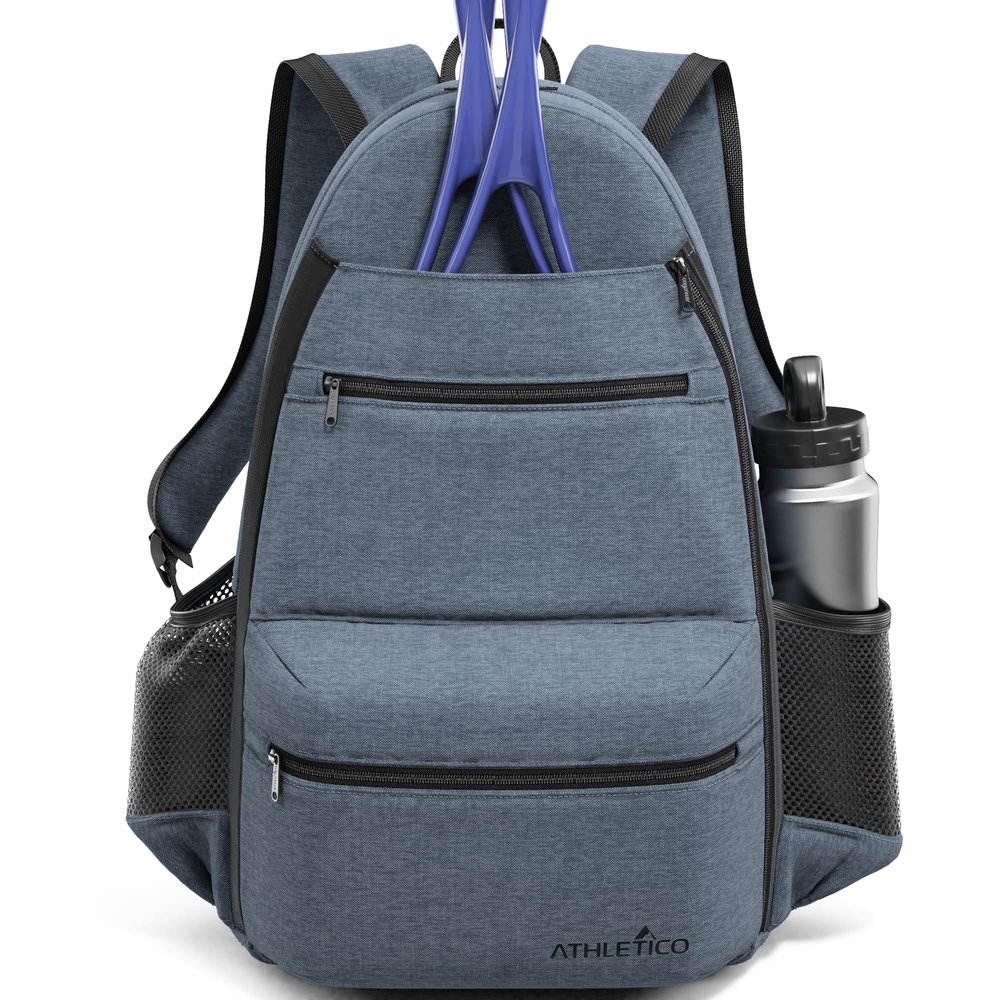 Athletico City Tennis Bag - Tennis Backpack for Men & Women Holds 2 Rackets & Shoes - Bags With Racquet Holder For Tennis, Pickleball, Squash & Badminton - Women's (Gray)