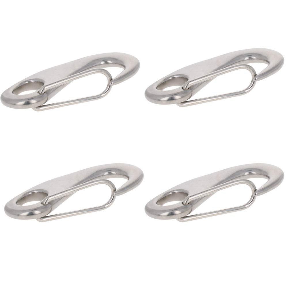 MroMax Carabiner Snap Hook, 304 Stainless Steel Spring Gate Snap Hook Clip 100mm/3.94" Length Marine Grade Lobster Claw, 4pcs