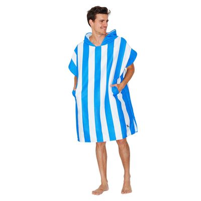 Dock & Bay Adult Beach Poncho - Hooded Towel with Deep Pockets - for Beach & Pool - Super Absorbent, Quick Dry - Cabana - Bondi Blue, Large (105x80cm, 41x31)