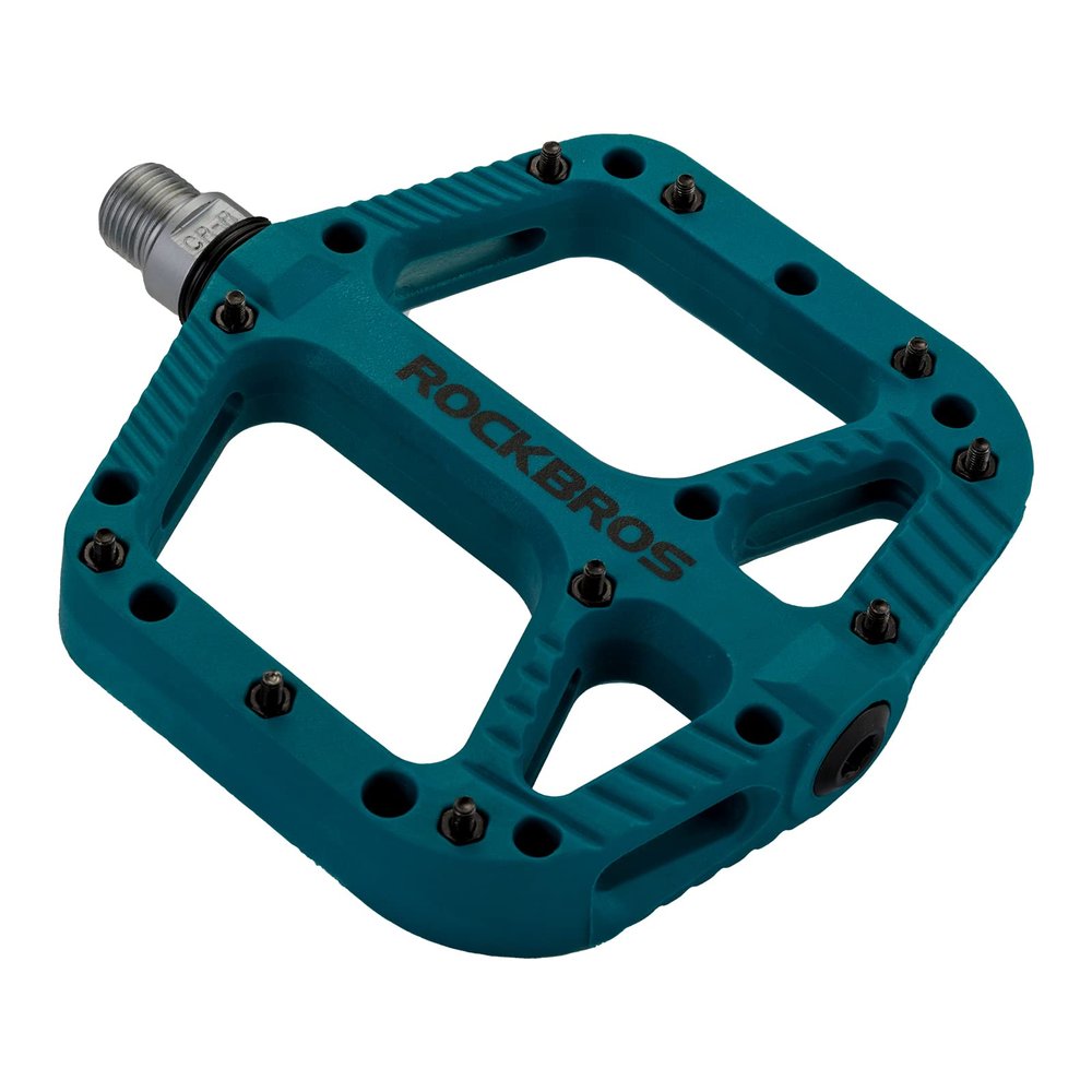 Rock BROS Mountain Bike Pedals Nylon Composite Bearing 9/16" MTB Bicycle Pedals with Wide Flat Platform Blue